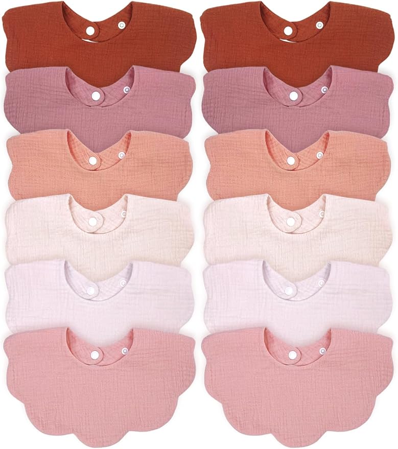 Baby Drool Bibs for Unisex Girls Boys 12 Pack Baby Muslin Bibs for Drooling and Teething