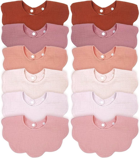 Baby Drool Bibs for Unisex Girls Boys 12 Pack Baby Muslin Bibs for Drooling and Teething