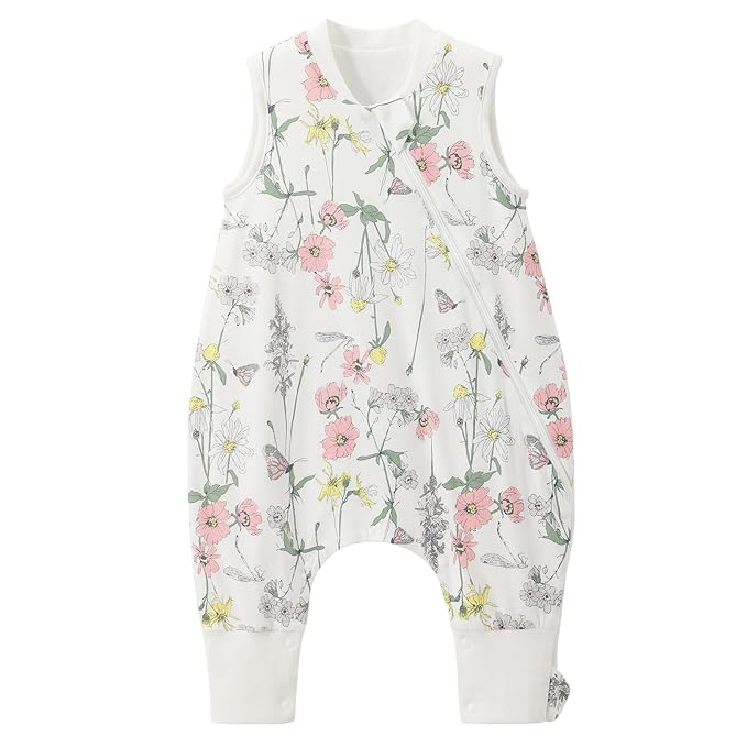Duomiaomiao 0.5 TOG Toddler Sleep Sack 12-24 Months 100% Cotton Lightweight Baby Sleep Sack with Feet, Breathable Comfy Toddler Wearable Blanket