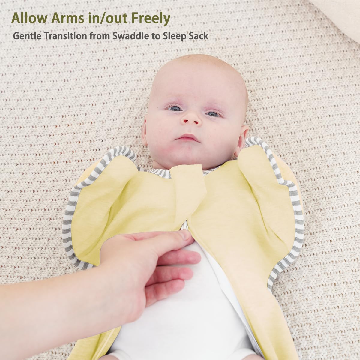 Baby Sleep Swaddles Arms up Swaddle 6-9 Months, Baby Transitional Swaddle Sack with 2-Way Zipper, 2-Pack Arms in/Out 100% Cotton 0.8Tog Transition Sleep Sack for Girl (Large 20-27lbs)