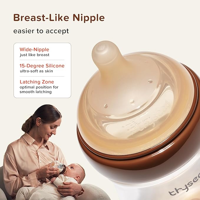 Thyseed PPSU Natural Anti-Colic Baby Bottles | Newborn Breast Like Nursing Bottle for Breastfed Babies with Nipple (1+ Months),8oz,1pack