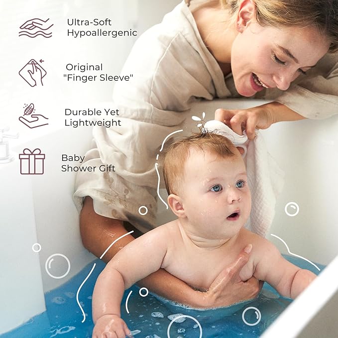 Momcozy Baby Washcloths - 4 Layer Design| Medium Thickness| Soft & Absorbent| Premium Cotton for Newborns' Skin-Great for Bathing, Wiping & on-the-go Use, Shower Gift and Essential(5 Pack, 10x10 inch)