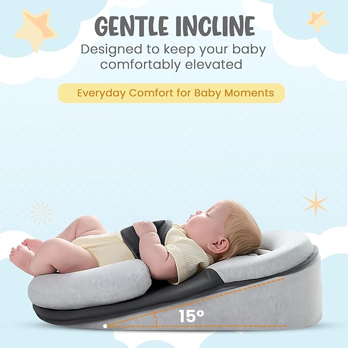 Inclined Baby Cushion – Soft & Supportive Pillow for Feeding and Playtime – Compact, Lightweight and Breathable Design