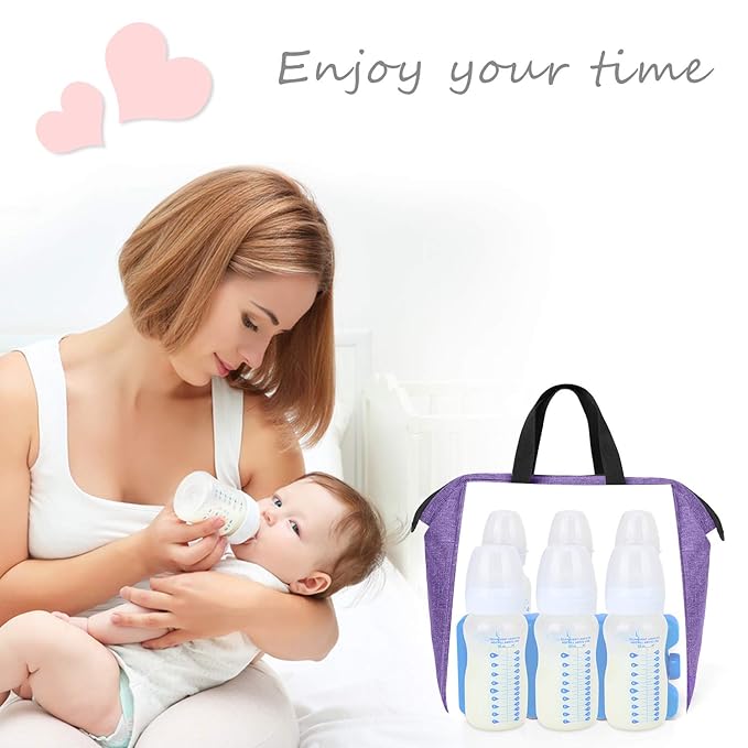 Luxja Reusable Ice Packs for Breastmilk Storage (Pack of 2), Breastmilk Bottle Ice Packs for Breastfeeding Working Mom, Blue