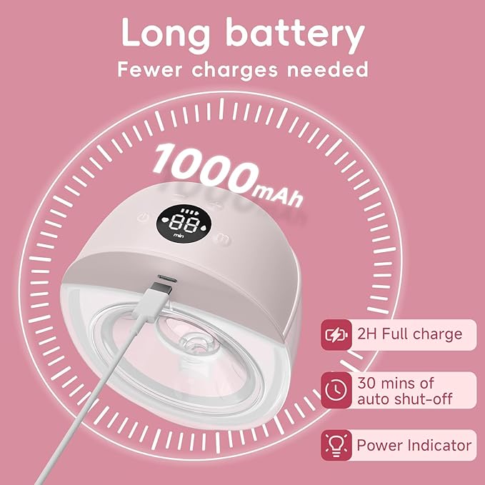 Breast Pump Hands Free, Wearable Breastfeeding Pump with 3 Modes & 9 Levels, Portable Electric Breast Pump with 17/19/21/24MM Flange, LED Display, Leak-Proof Design, 2 Pack