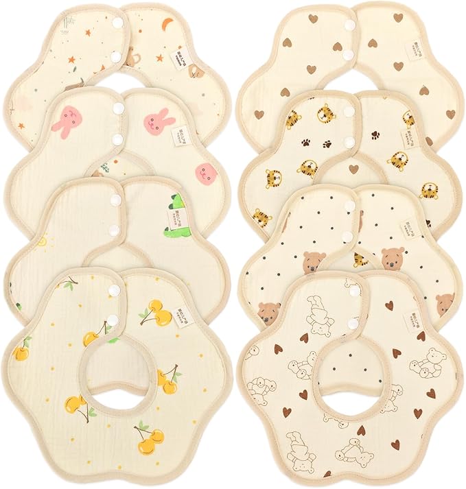 Baby Bibs Muslin Bibs 8 Pack for Drooling and Teething for Unisex Girls Boys