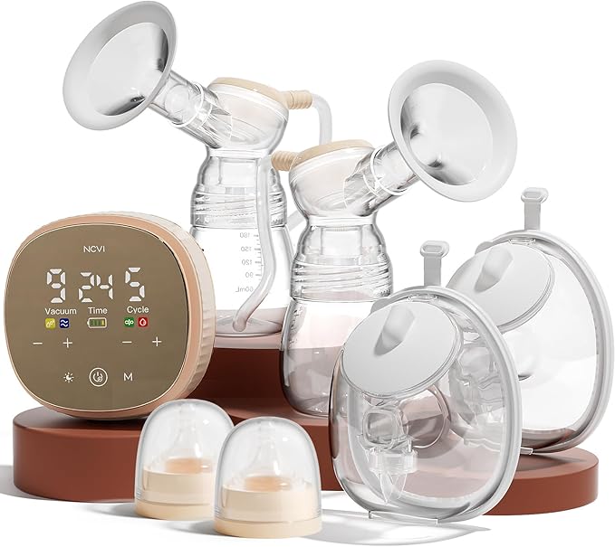 NCVI 2-in-1 Electric Breast Pump with Wearable Cups 8132, Spa-Like Comfort with VibeRelief Massage Micro-Vibration, Hospital-Grade Suction, Pain Relief & Fully Customizable Portable Breastfeeding Pump