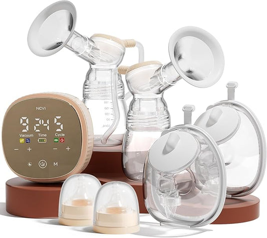 NCVI 2-in-1 Electric Breast Pump with Wearable Cups 8132, Spa-Like Comfort with VibeRelief Massage Micro-Vibration, Hospital-Grade Suction, Pain Relief & Fully Customizable Portable Breastfeeding Pump