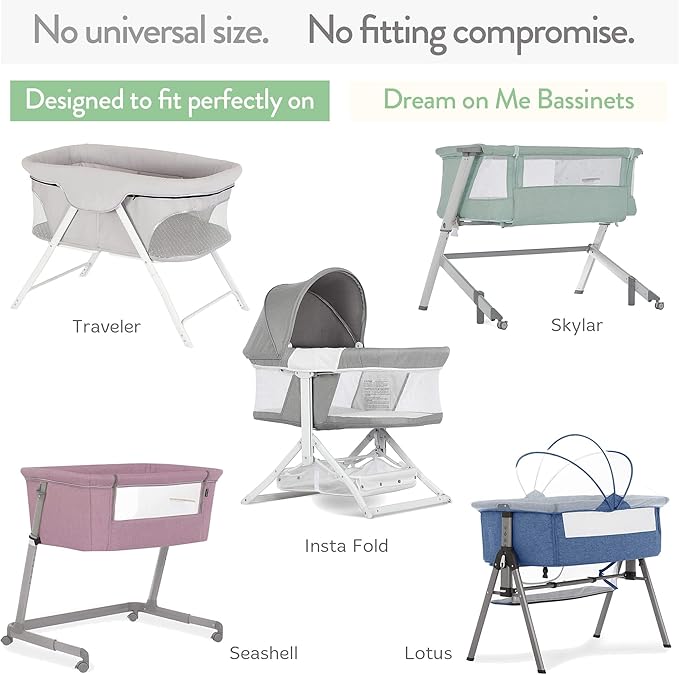 Bassinet Fitted Sheets Compatible with Dream on Me Traveler Portable Bassinet & Skylar, Seashell Bedside Sleeper – Snuggly Soft 100% Jersey Cotton – Pale Pink + Lilac – 2 Pack