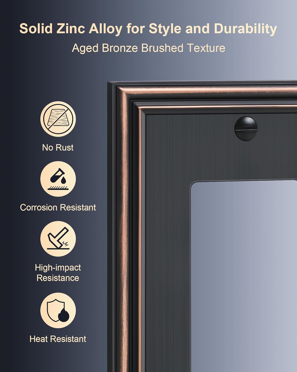 2-Pack Decorator Outlet Cover Plate, Aged Bronze Decorative Switch Plates and Outlet Covers, Durable Zinc Alloy Wall Plates for Electrical Outlets, Receptacle, GFCI Outlet, Dimmer Switch