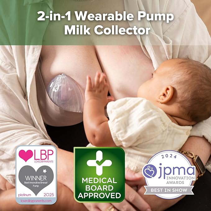 haakaa Wearable Shell Breast Pump 2-in-1 Hands-Free & Passive Silicone Milk Catcher | Discreet & Comfortable | Prevents Nipple Irritation | Easy to Clean and Use for Leakage Collection, 120ml -1 pc