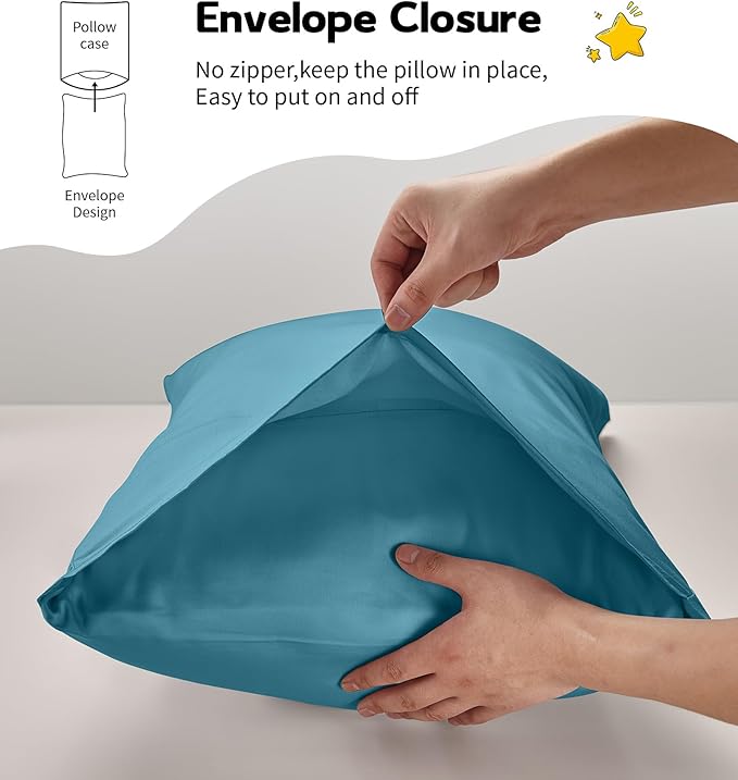 Deep Dream Toddler Pillowcases for 13x18 Pillow 2 Pack, 100% Cotton Travel Pillow Case Cover, 600 Thread Count Cotton Pillow Covers, Soft & Breathable Small Pillow Cases Envelope Closure, Dark Teal