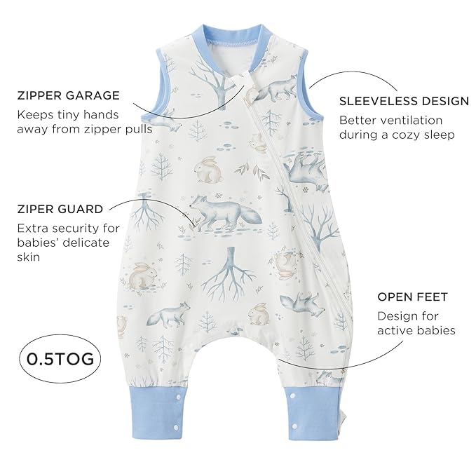 Duomiaomiao 2 Pack 0.5 TOG Toddler Sleep Sack 24-36 Months 100% Cotton Lightweight Baby Sleep Sack with Feet, Breathable Comfy Toddler Wearable Blanket