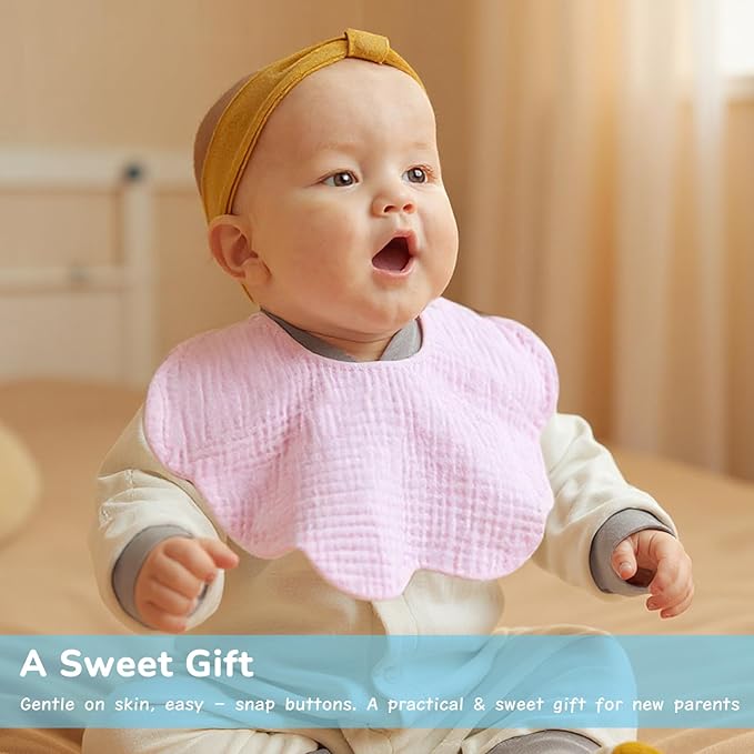 EllieHouse Baby Bibs for Girls Boys 10Pack Muslin Drool Teeth Drooling Teething Bibs Muslin Cotton for Infant Toddler