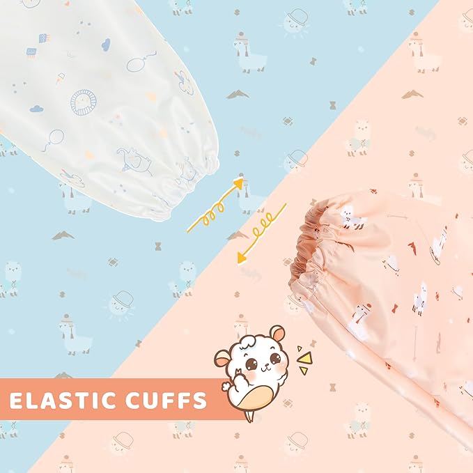 Little Dimsum Baby Bib with Pocket Waterproof Toddler Bibs Infant Feeding Bibs for Boys and Girls, Pack of 2 Colors