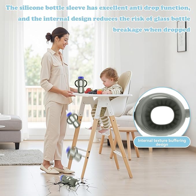 4-Pack Silicone Sleeves for Lansinoh Glass Bottles 8 oz- Starry Sky Design Baby Bottle Holder with Handles,Protectors for Lansinoh Natural Wave Glass Bottles, Anti-Scald Feeding Supplies