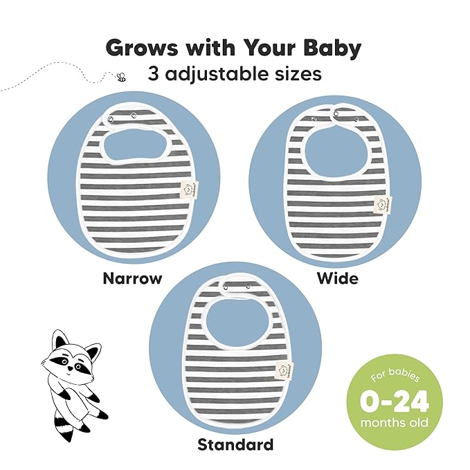 8-Pack Organic Baby Bibs for Boys, Girls - Soft Cotton Drooling and Teething Bibs for Baby Girl & Boy, Extra Absorbent, Easy To Clean & Put On for Toddler, Newborn, Infant 0-24 Months(Grayscale)