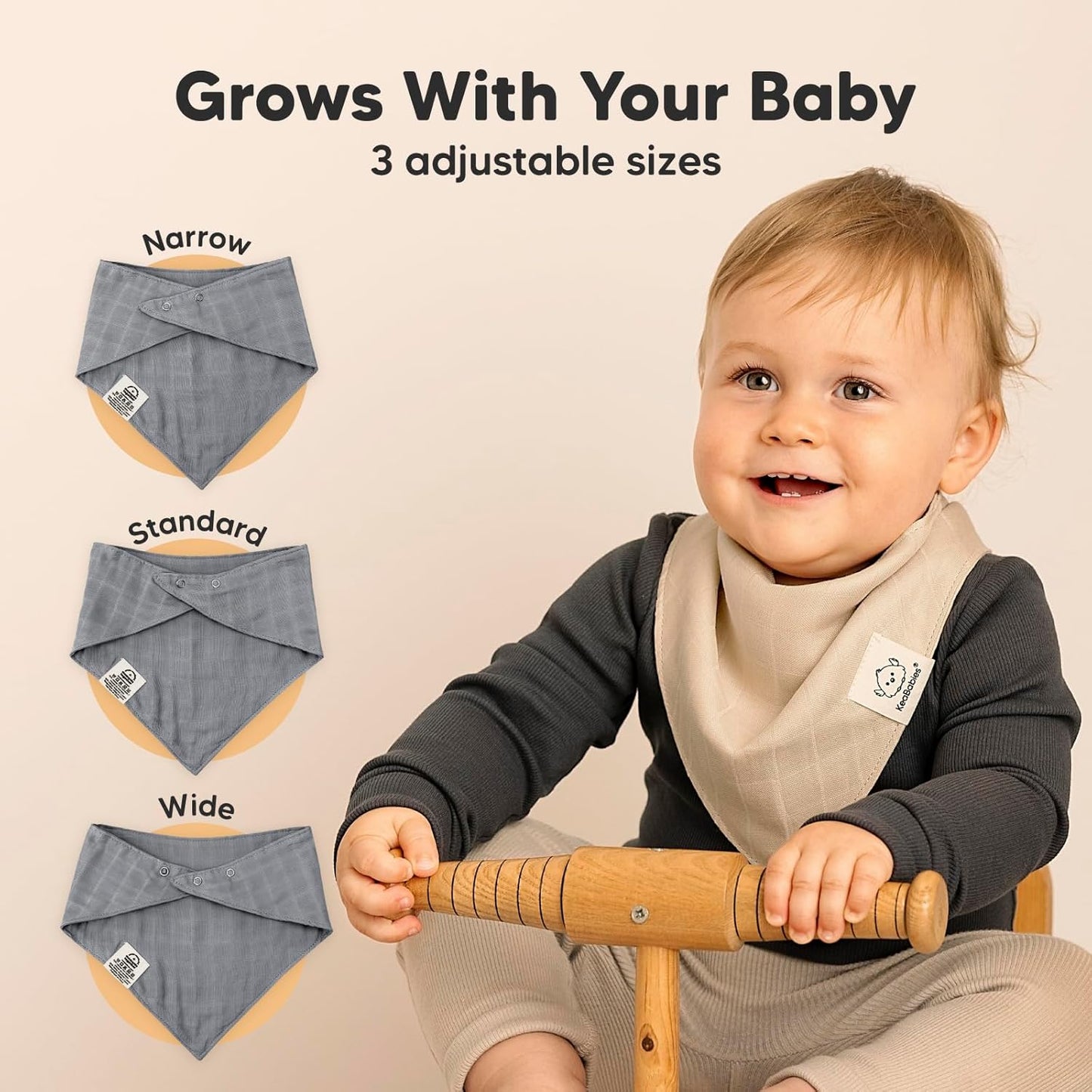 8-Pack Muslin Baby Bibs for Boys, Girls - Muslin Bandana Drool Bibs for Baby Girl & Boy, Drooling Newborn, Teething Toddler, Infant 0-36 Months, 100% Cotton Extra Absorbent & Soft (Spice)