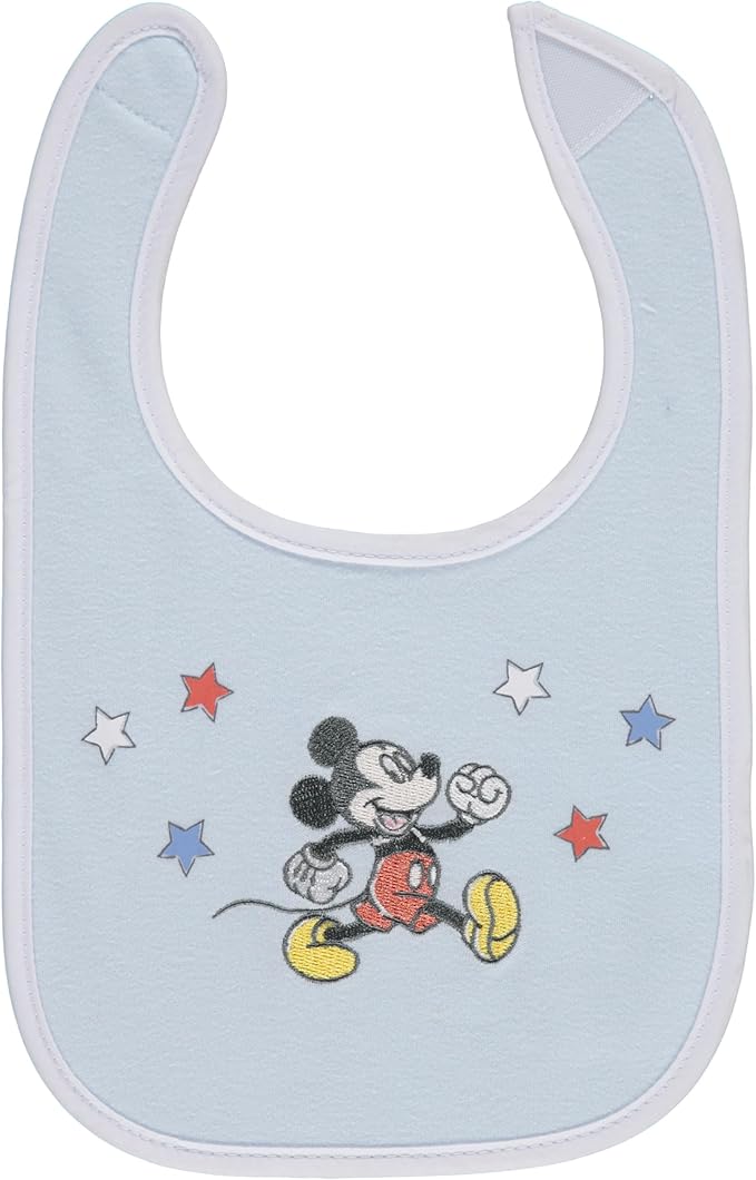 Disney 10-Pack Mickey Mouse Baby Bibs – Ten Soft, Absorbent, and Adjustable Cotton Bibs for Mess Free Meals