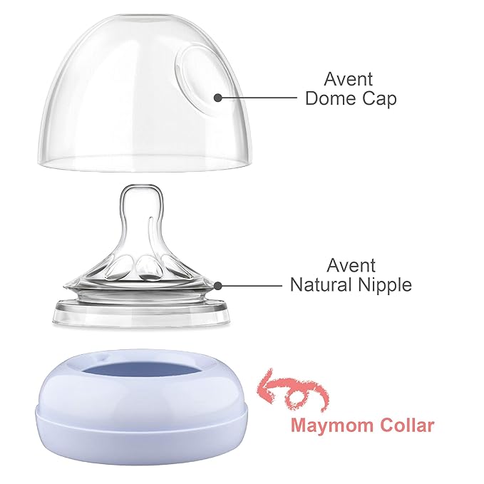 Replacement Screw Ring Compatible with Philips Avent Natural Bottles, PP or Glass Bottles; Not for AntiColi Nipple, Made by Maymom; Replace Avent Natural Screw Ring Collar