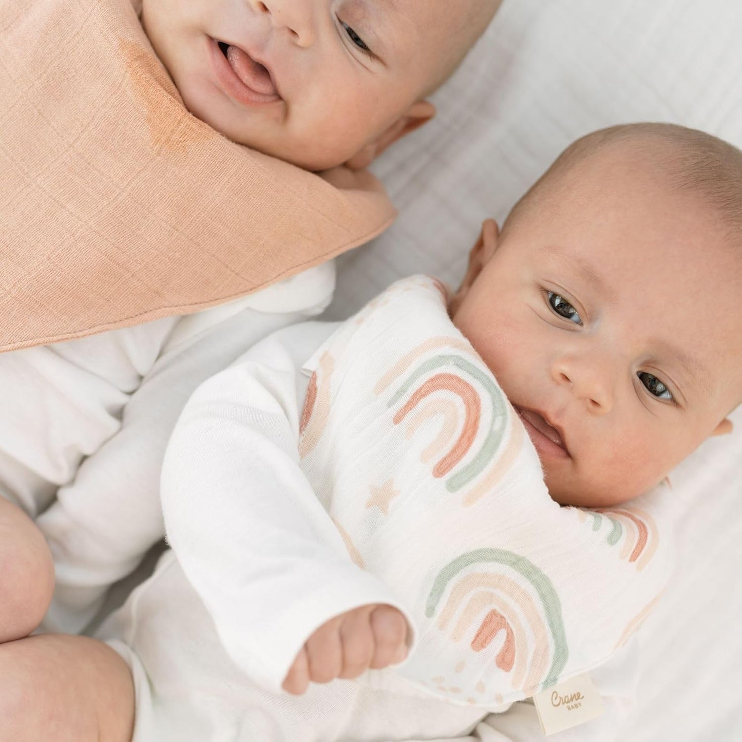 Crane 100% Cotton Baby Bib Set - Butterfly & Rainbow Muslin Bibs - Set of 3 Drool Bibs for Baby Boys or Girls - Newborn Eating Essentials