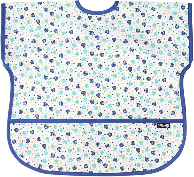 Short Sleeve Waterproof Bib for Toddlers – Feeding Apron for Mealtime, Daycare, Self-Feeding & Messy Play, Baby Bib