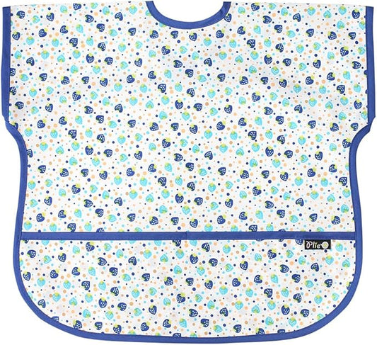 Short Sleeve Waterproof Bib for Toddlers – Feeding Apron for Mealtime, Daycare, Self-Feeding & Messy Play, Baby Bib