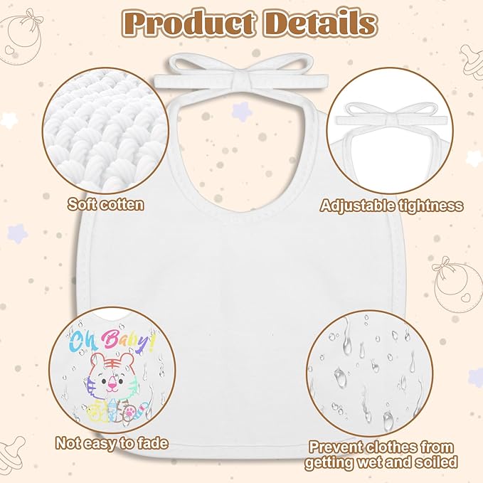Baby Shower Game Sign Blank Bib DIY Set Newborn Essentials Stuff