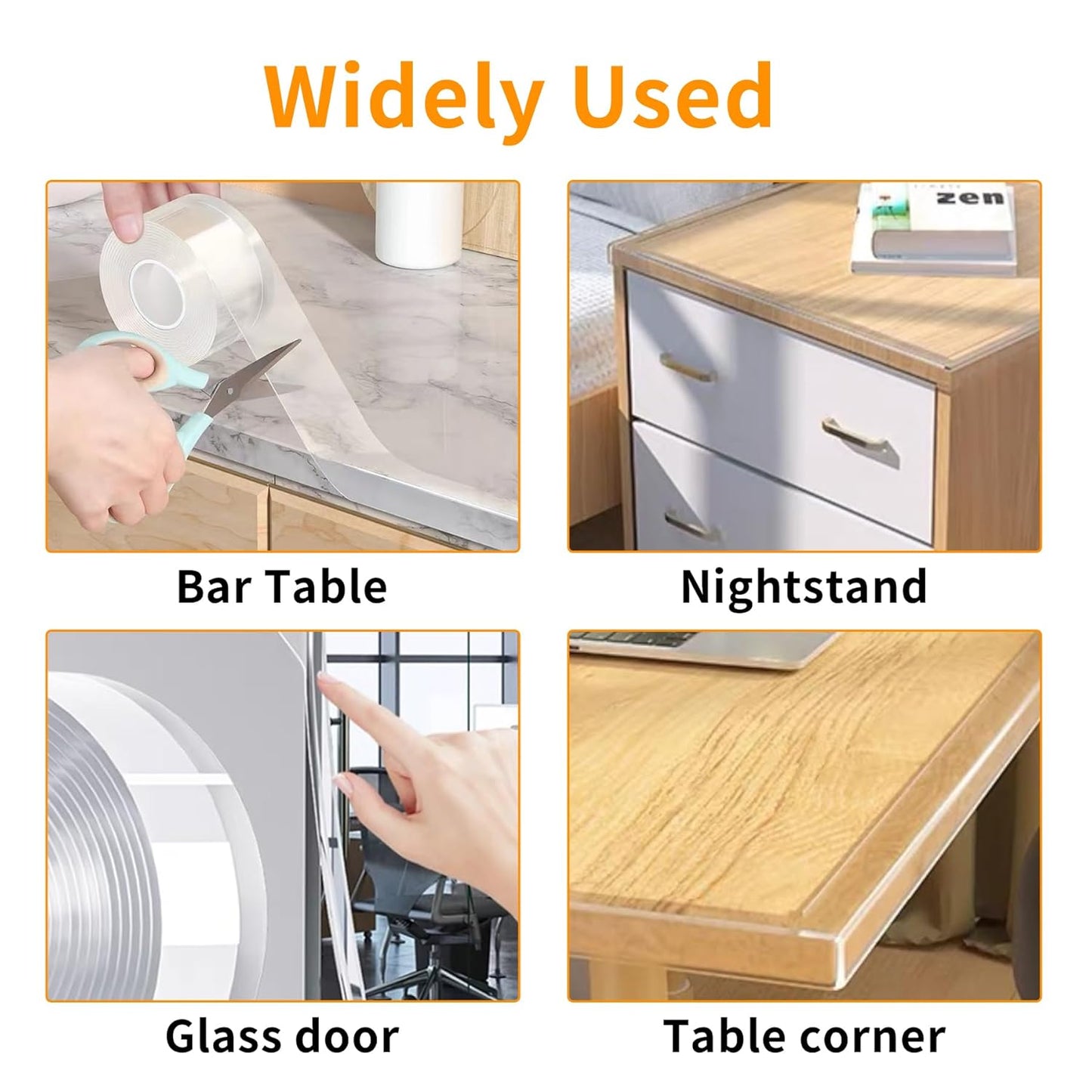 1.57 in x 9.84 FT,Clear Edge Protector Strip Sharp Edge Wrap Cover Tape,Self Adhesive Protective Bumper Guards for Cabinet Door Desk Glass Table Bed Furniture, Kitchen Countertop, Waterproof