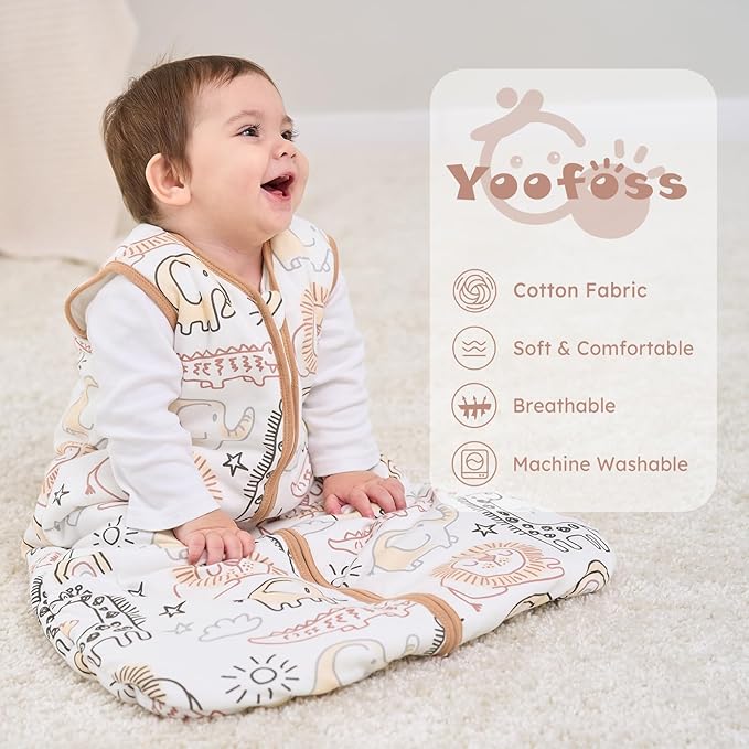 Yoofoss Baby Sleep Sack 6-12 Months, TOG 2.5 Baby Wearable Blanket with 2-Way Zipper, 100% Organic Cotton Fabric Winter Newborn Sleeping sack, Warm Soft Comfy(Medium)