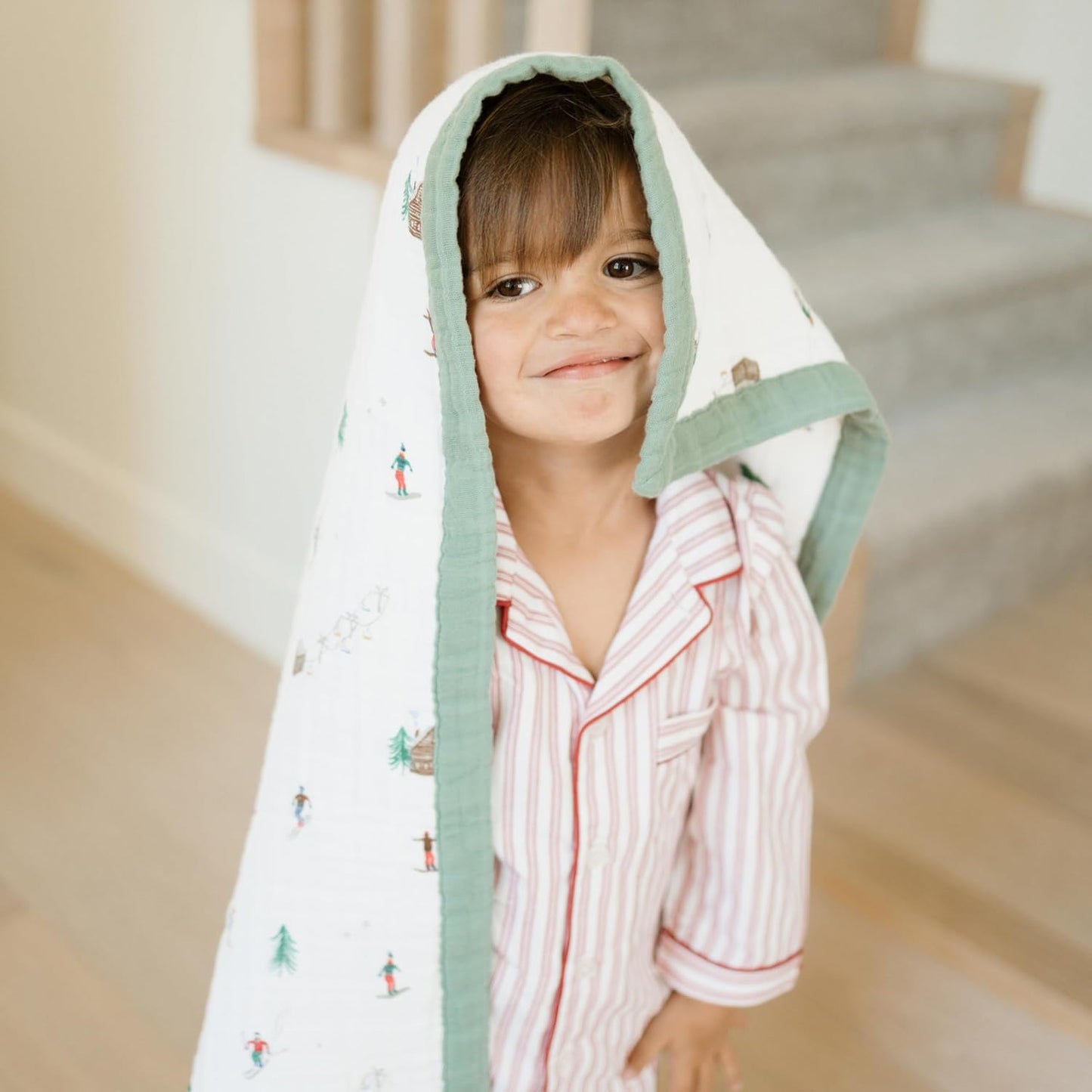 Little Unicorn Newborn Receiving Quilt | Ultra- Soft, Multi-Layered Muslin Fabric | Gift for Newborns & on-The-go (Powder Party)