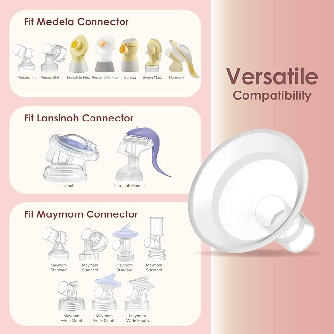 Maymom MyFit Comfy Series 17 mm Two-Piece Design Breastshield Compatible with Medela Breast Pump Parts; Replace Medela Shields; Fit MaxFlow Flex Connector; 2pc