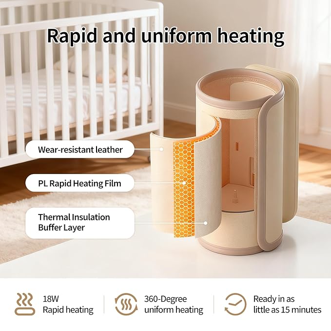 Portable Baby Milk Bottle Warmer for Breastmilk and Formula Feeding,Travel Baby Bottle-Feeding Breast Milk Waterless Warmer,Rechargeable 6000 mAh Battery,Digital Display,Bottle Warmer On the Go