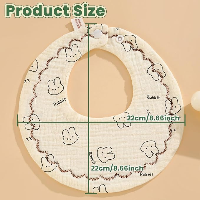 EllieHouse Baby Bibs for Girls Boys 10Pack Muslin Drool Teeth Drooling Teething Bibs Muslin Cotton for Infant Toddler