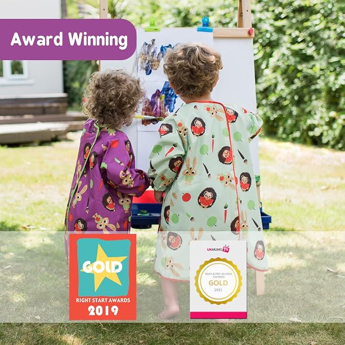 Tidy Tot - Long Baby Bib - Mess Proof Long Sleeve Feeding Smock with Large Food Catcher Pocket - Waterproof Bib