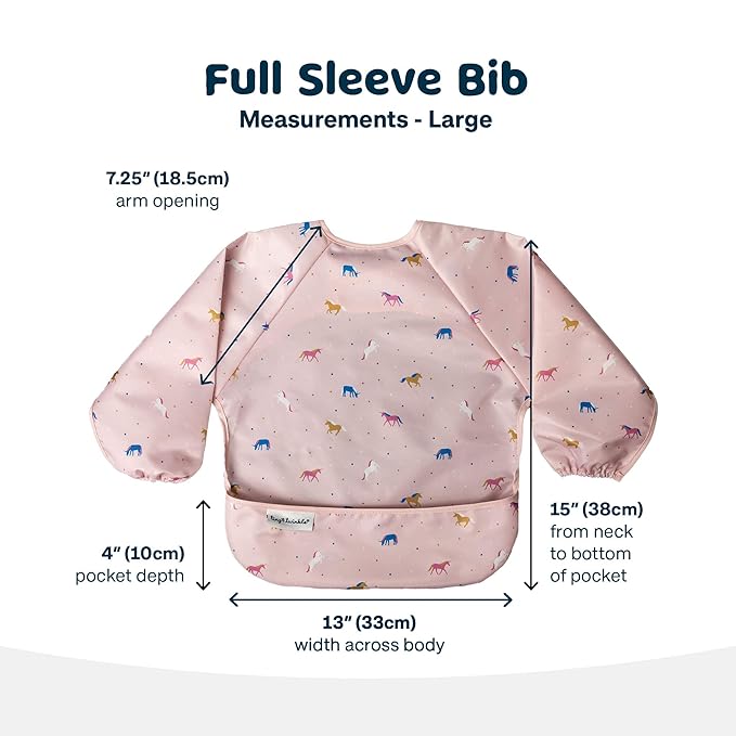 Tiny Twinkle Long Sleeve Bib for Babies & Toddlers – Waterproof Smock Bib for Eating – Machine Washable & Mess-Proof, Baby Feeding Essential & Shower Must-Have(Unicorn Confetti, 2-4Y)