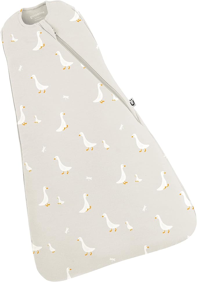 GUNAMUNA Swaddle Wrap for Newborns – Arms In or Out, Easy Diaper Changes with WONDERZiP, Soft Sleep Sack, 1.0 TOG, Goose, 0-3 Months
