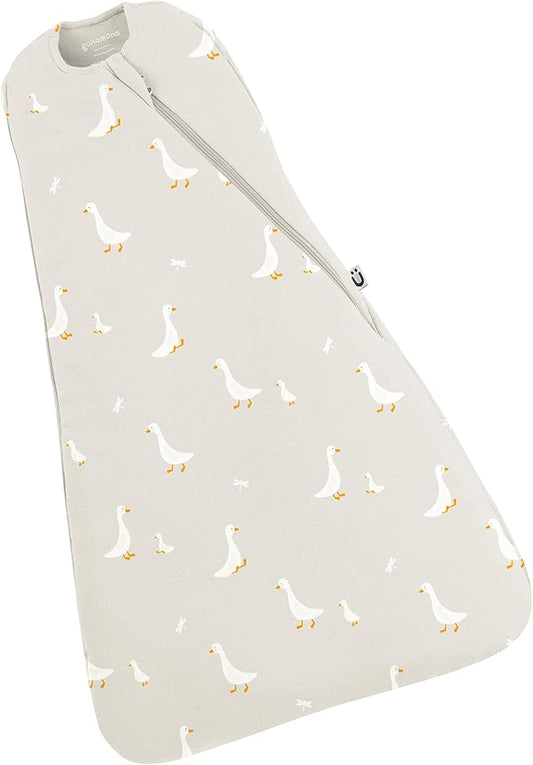 GUNAMUNA Swaddle Wrap for Newborns – Arms In or Out, Easy Diaper Changes with WONDERZiP, Soft Sleep Sack, 1.0 TOG, Goose, 0-3 Months