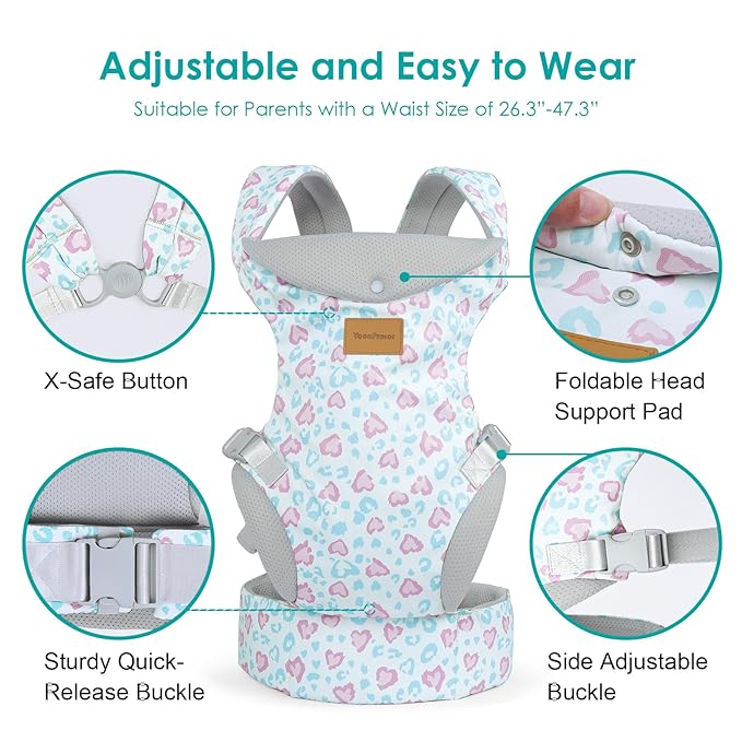 Baby Carrier Newborn to Toddler, Ergonomic Adjustable Toddler Carriers for 7-66 Lbs, Cozy Lightweight Infant Carrier with Neck Support, Baby Holder Carrier with Lumbar Support for Mom Dad