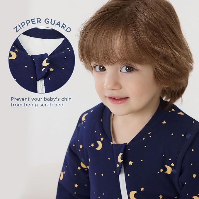 Duomiaomiao 3.5 TOG Toddler Sleep Sack 3-4T 100% Cotton Winter Side Open Zipper Baby Sleep Sack with Feet, Warm Toddler Wearable Blanket