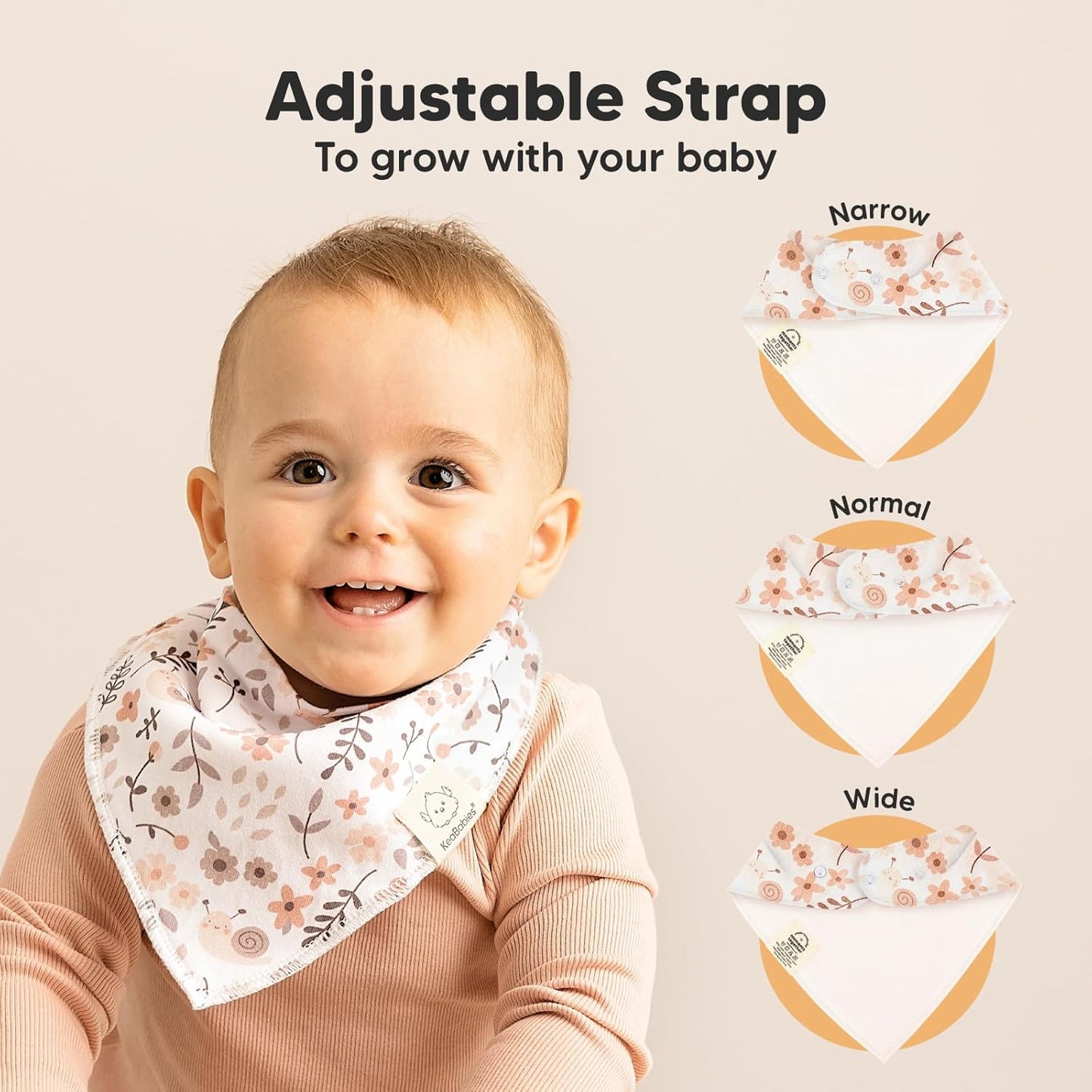 8-Pack Organic Baby Bandana Bibs for Girls - Super Absorbent Triangle Baby Bibs for Drooling and Teething Infant, 100% Cotton Extra Soft for Newborn, Infant 0-36 Months (Bloom)