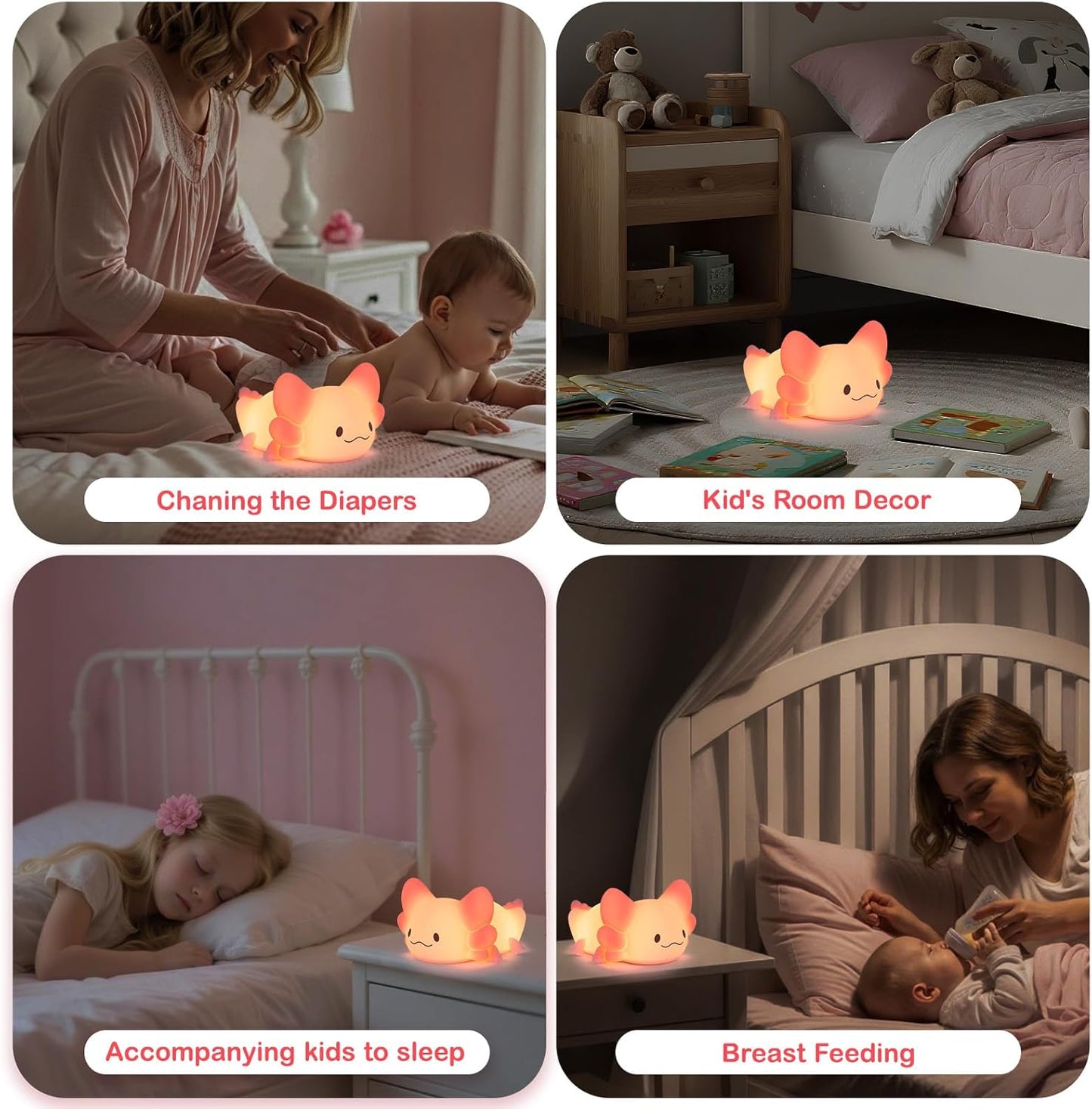 ZKLiLi Axolotl Night Light Kids Nightlight,Squishy Cute Lamp Dimmable Childrens Night Light Baby with Timer & 16 Colors,Rechargeable Bedroom Smart LED Bedside Lamps Toddler Night Light Newborn