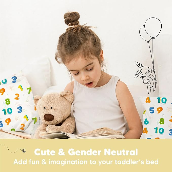 Toddler Pillow with Pillowcase - 13x18 My Little Dreamy Kids Travel Bed Pillows for Sleeping, Organic Cotton Small Pillowcase, Soft & Breathable, Machine Washable, Toddlers 2-5 Years Old (Dino123)