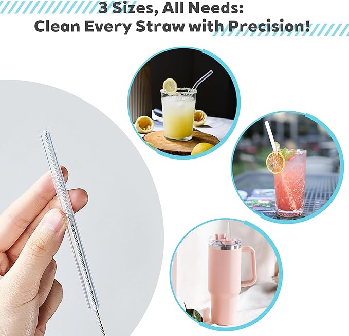 Sosmar 6 Pack Water Bottle Cleaner, Stanley Cup Cleaner Brush Kit with Long Silicone Bottle Brush, 3 Size Straw Cleaner Brush, 4 in 1 Bottle Gap Cleaner Tumbler, Sports Water Bottle