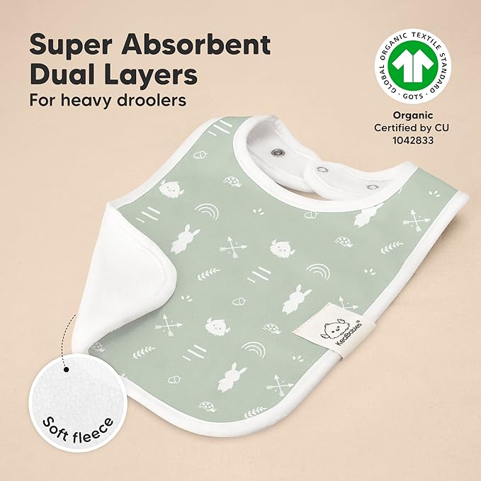 KeaBabies 8-Pack Organic Baby Bibs for Boys, Girls - Super Absorbent Cotton Drool Bibs for Baby Girl & Boy, Teething Toddler, Drooling Newborn, Ultra Soft & Machine Washable (Nordic)