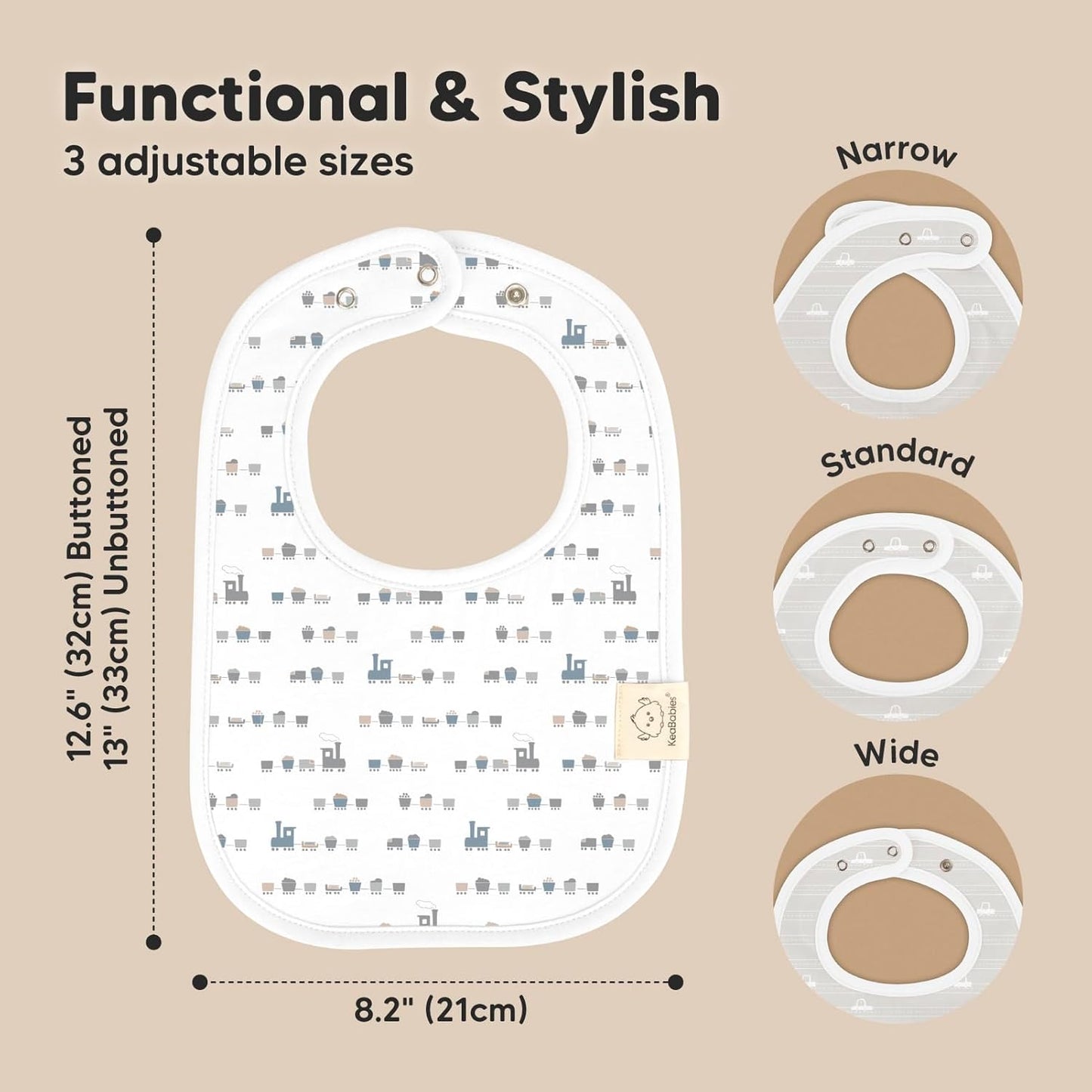 KeaBabies 8-Pack Organic Baby Bibs for Boys, Girls - Super Absorbent Cotton Drool Bibs for Baby Girl & Boy, Teething Toddler, Drooling Newborn, Ultra Soft & Machine Washable (Vessels)