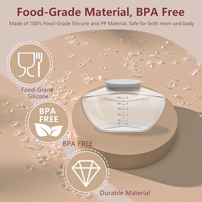 1pc Breast Pump Milk Collector with Silicone Lip Compatible with Momcozy Upgraded Mobile Flow M9, Upgraded M9 Breastmilk Container, Easy to Storage and Carry, Not Mom Cozy Original Parts