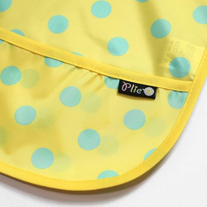 Short Sleeve Waterproof Bib for Toddlers – Feeding Apron for Mealtime, Daycare, Self-Feeding & Messy Play, Baby Bib