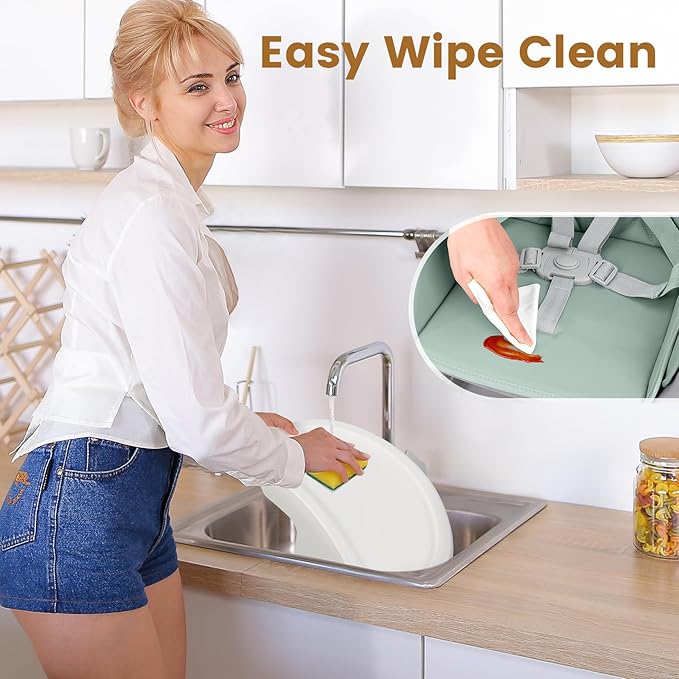 Ezebaby Convertible Baby High Chair with Table & Seat, 8-in-1 Adjustable Toddler Feeding Chair, Multi-Stage Infant to Kid Dining Booster Seat with Safety Harness, Easy to Clean & Sturdy Design(Green)