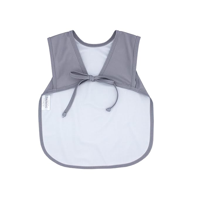 BapronBaby Minimalist Slate Bapron - No Neck Tie Safer Bib for Baby & Toddler - Soft Waterproof Stain Resistant - Machine Washable - Sz Baby/Toddler 6m-3T